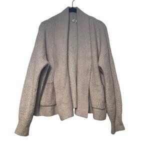 Anthropologie Moth Open Front Cardigan Size S Oatmeal Wool Chunky Oversized